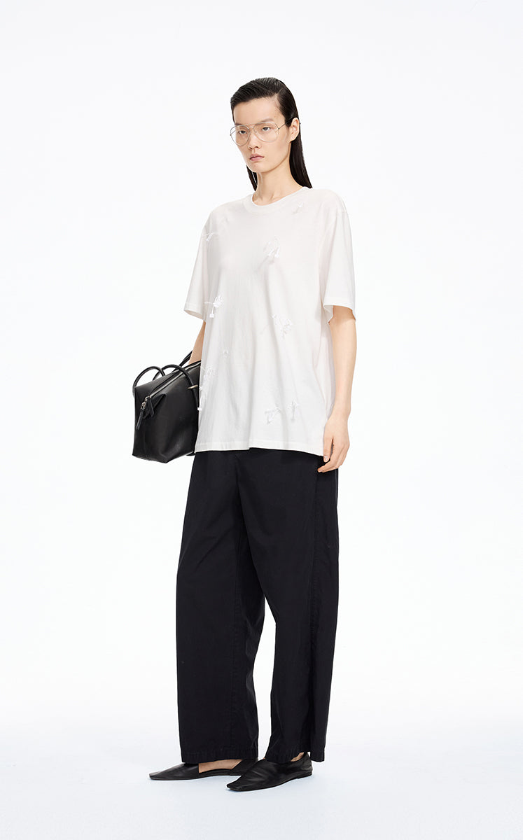 Pants / JNBY Cotton Poplin Drawstring Wide-Leg Pants