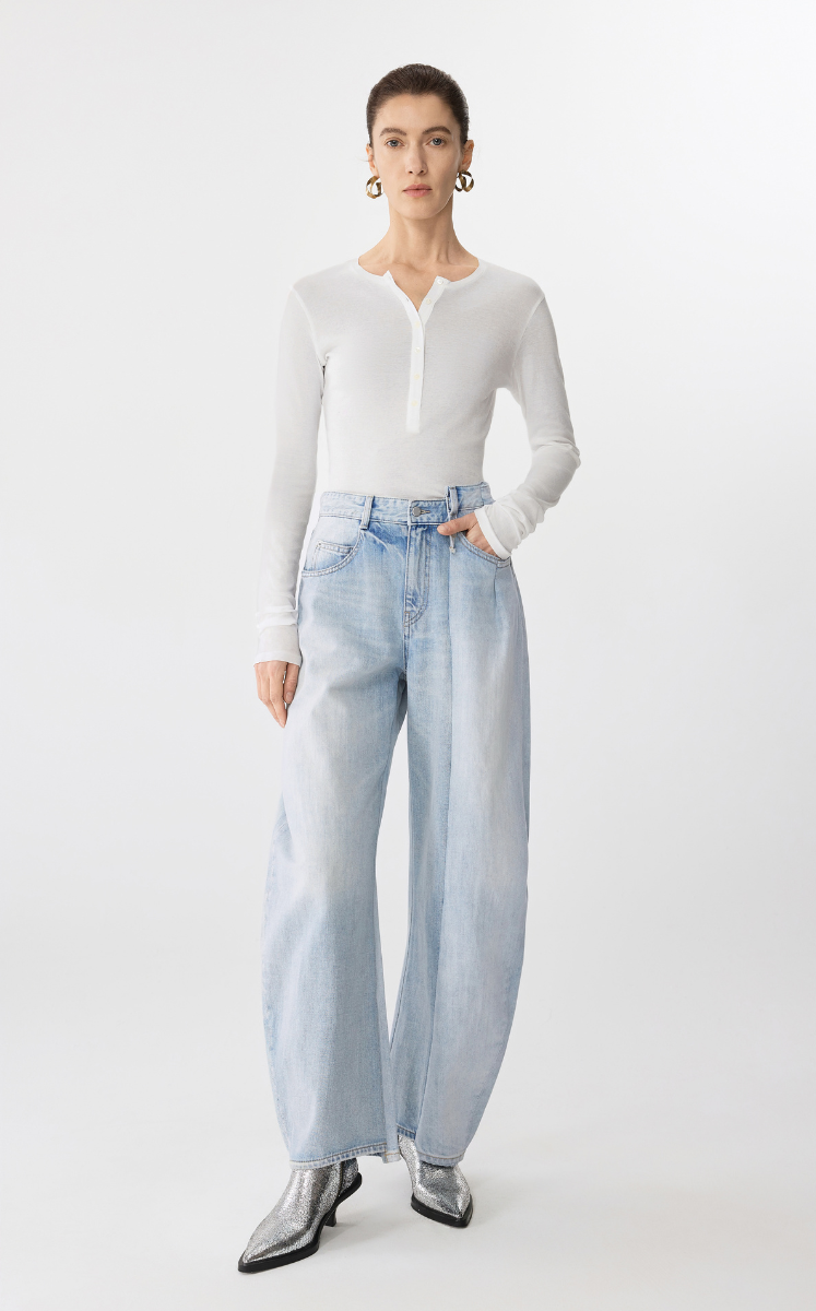 Pants / JNBY Cuffed Banana Fit Ultra-Long Denim Trousers