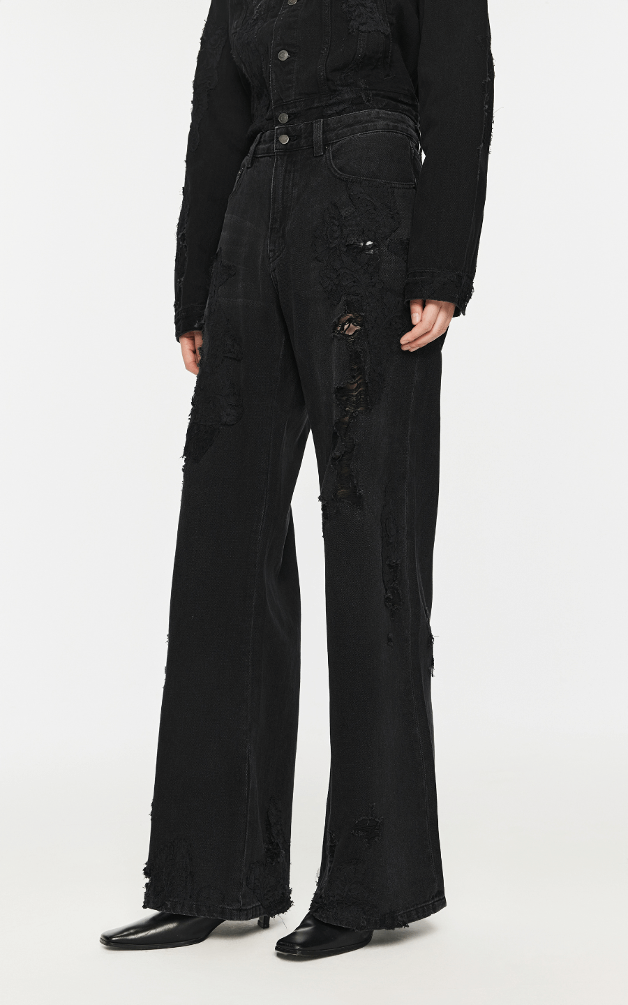 Pants / JNBY Distressed Wide-Leg Washed Jeans