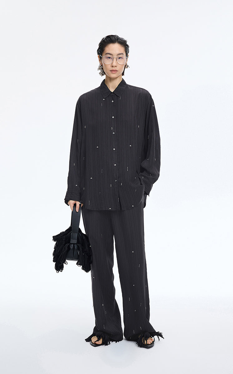 Pants / JNBY Embellished Wide-Leg Cupro Pants