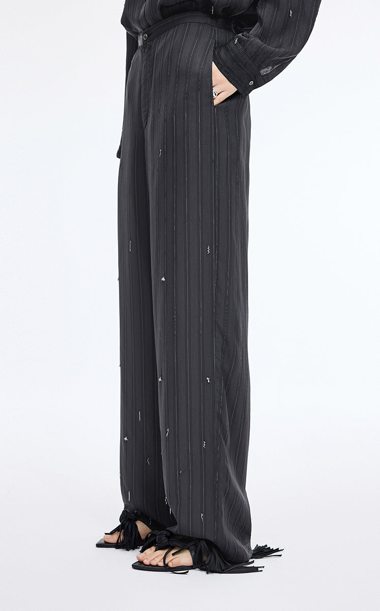 Pants / JNBY Embellished Wide-Leg Cupro Pants