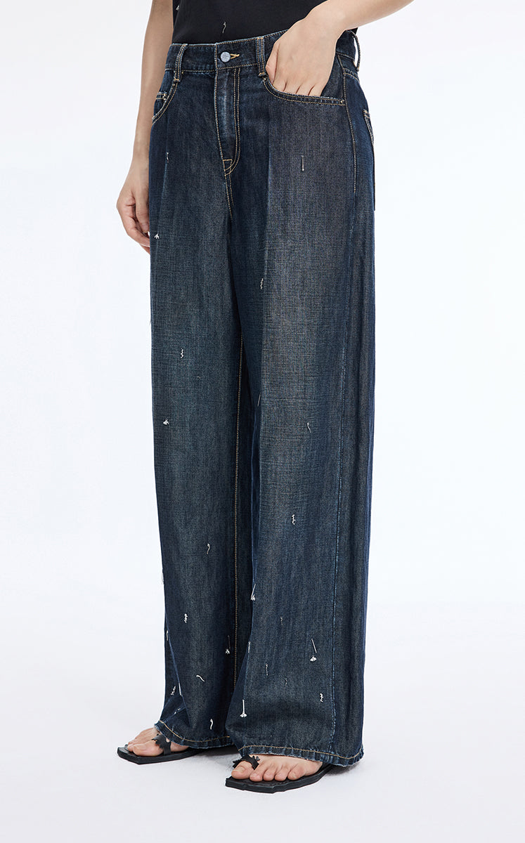 Pants / JNBY Embellished Wide-Leg Denim Jeans