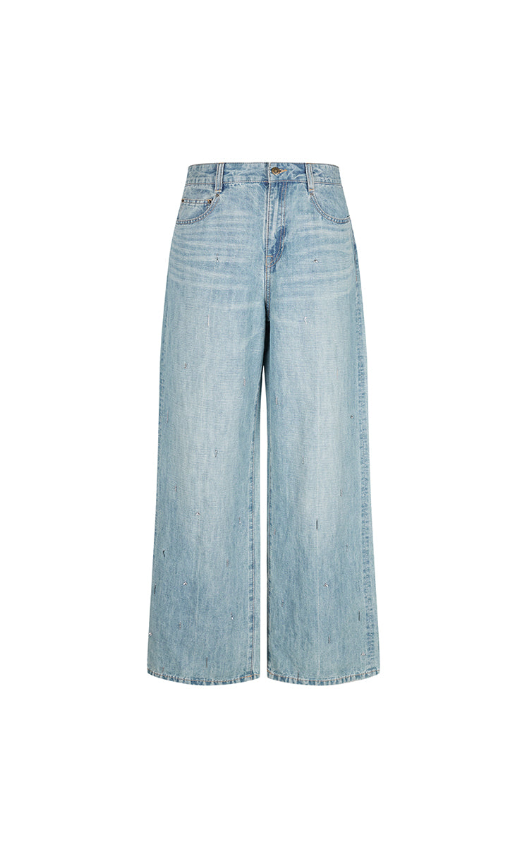 Pants / JNBY Embellished Wide-Leg Denim Jeans
