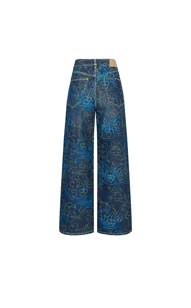 Pants / JNBY Floral Print Wide-Leg Jeans