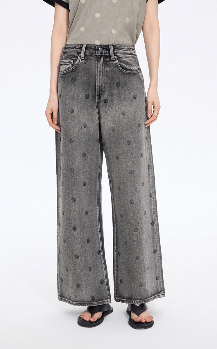 Pants / JNBY Polka-Dot Distressed Wide-Leg Jeans