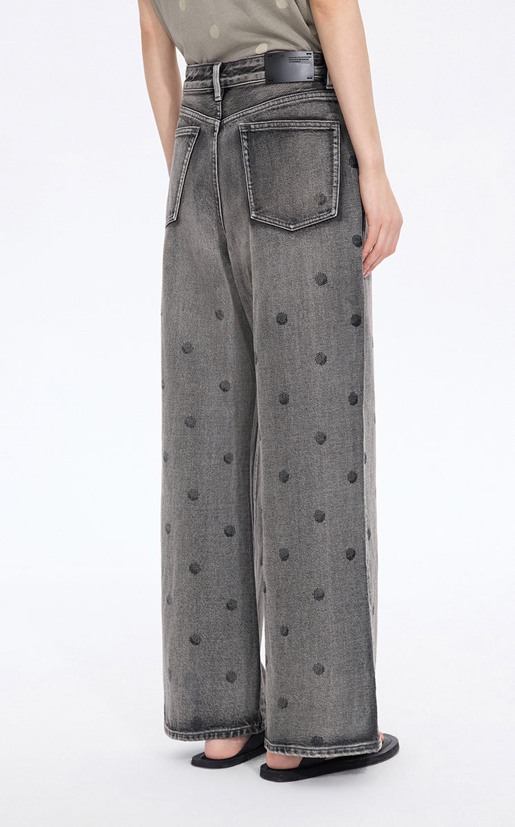 Pants / JNBY Polka-Dot Distressed Wide-Leg Jeans