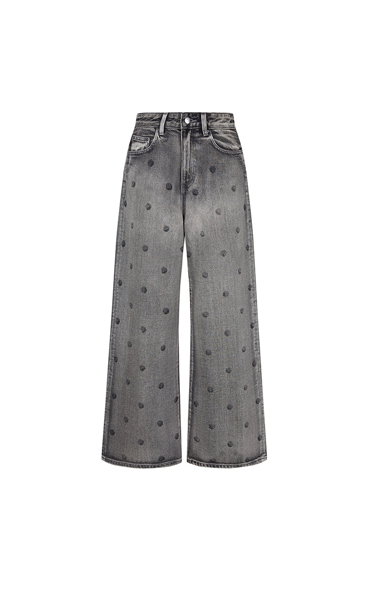 Pants / JNBY Polka-Dot Distressed Wide-Leg Jeans