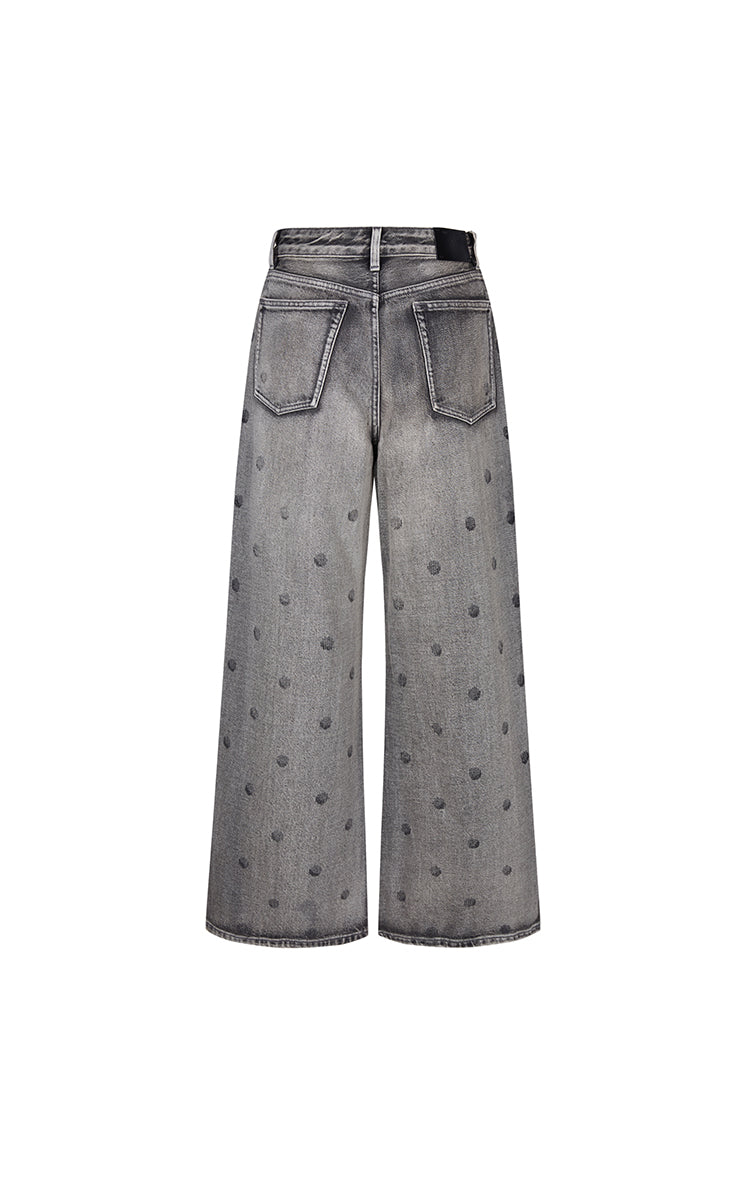 Pants / JNBY Polka-Dot Distressed Wide-Leg Jeans