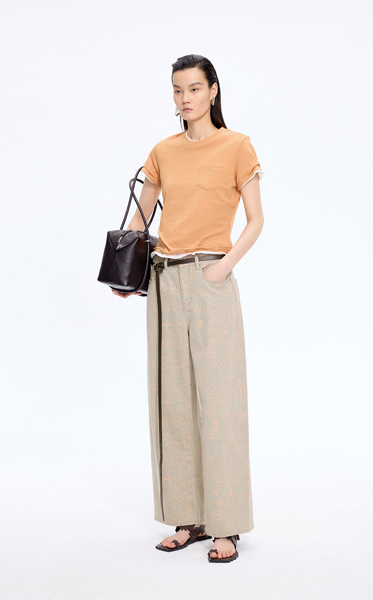 Pants / JNBY Printed Floral Wide-Leg Jeans