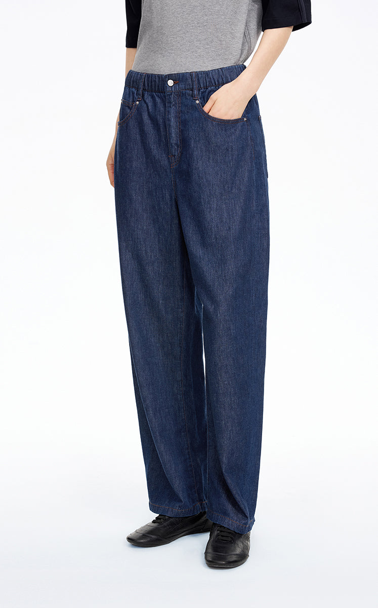 Pants / JNBY Relaxed Elastic Waist Banana Jeans