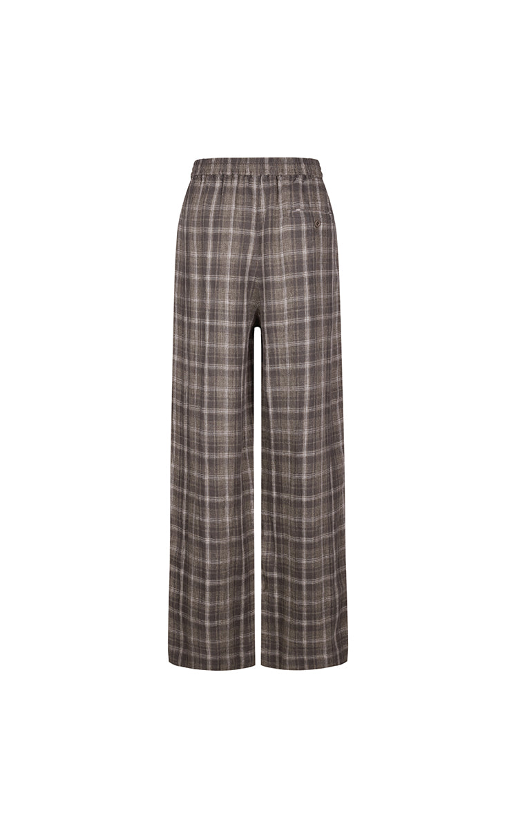Pants / JNBY Relaxed Linen Plaid Straight Pants