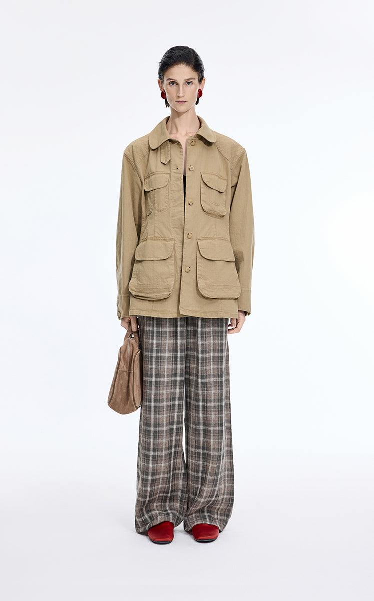 Pants / JNBY Relaxed Linen Plaid Straight Pants