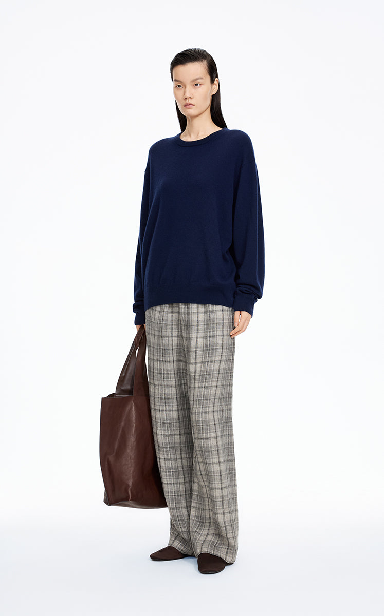 Pants / JNBY Relaxed Linen Plaid Straight Pants