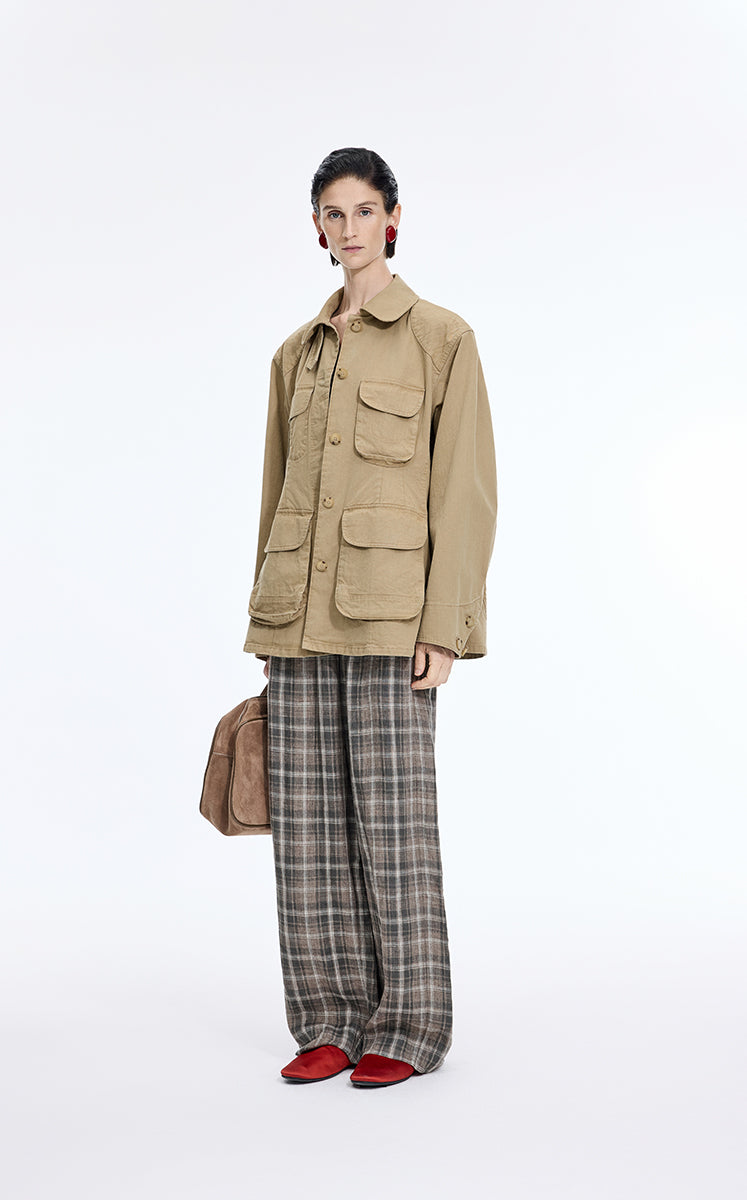 Pants / JNBY Relaxed Linen Plaid Straight Pants