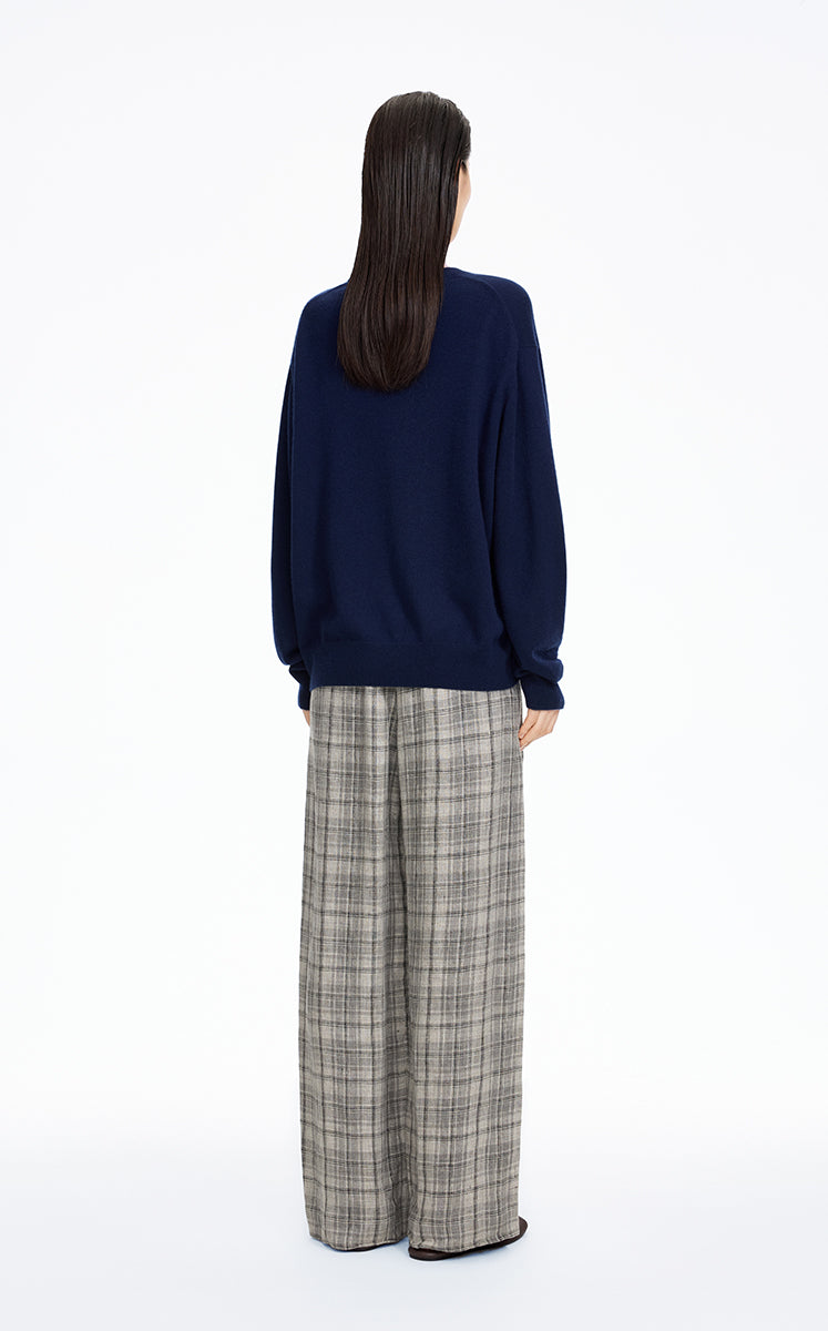 Pants / JNBY Relaxed Linen Plaid Straight Pants