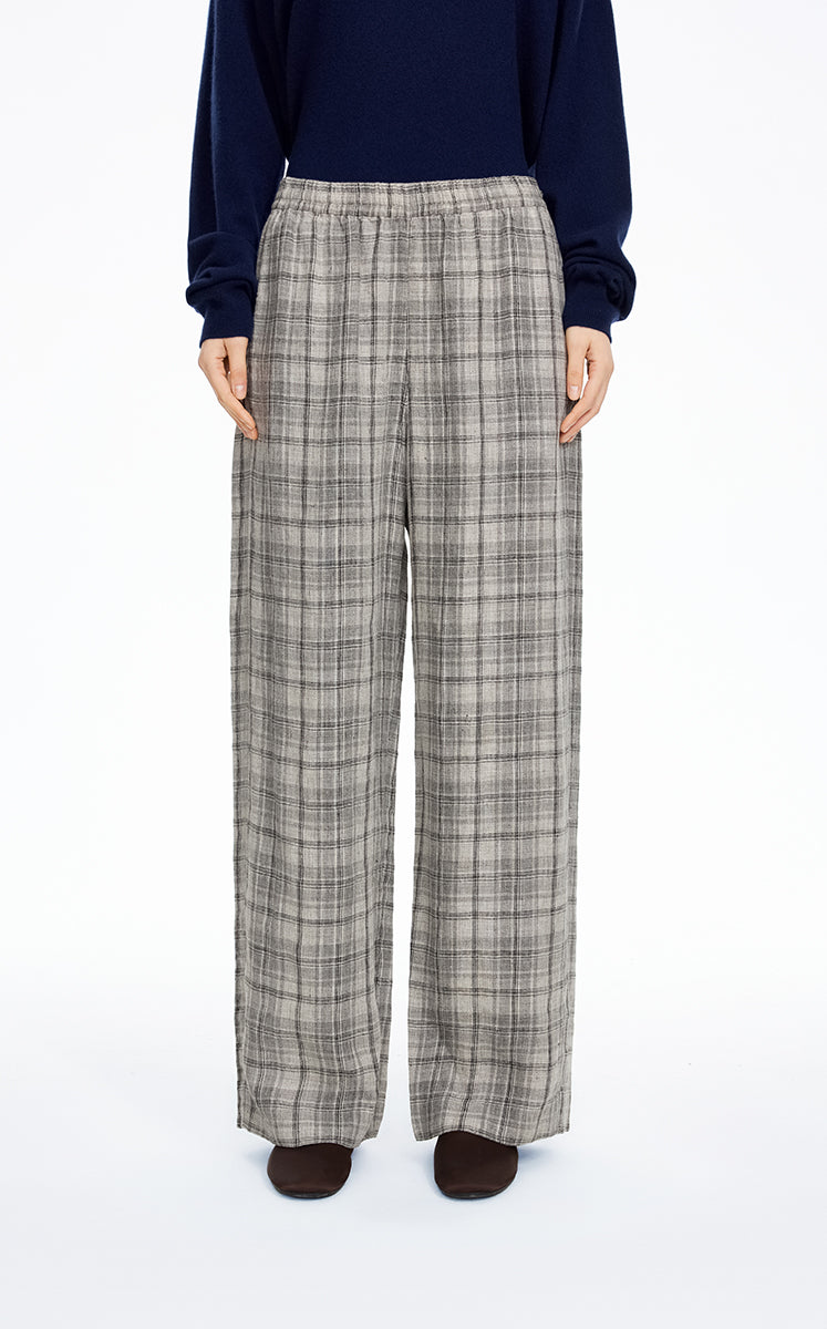Pants / JNBY Relaxed Linen Plaid Straight Pants