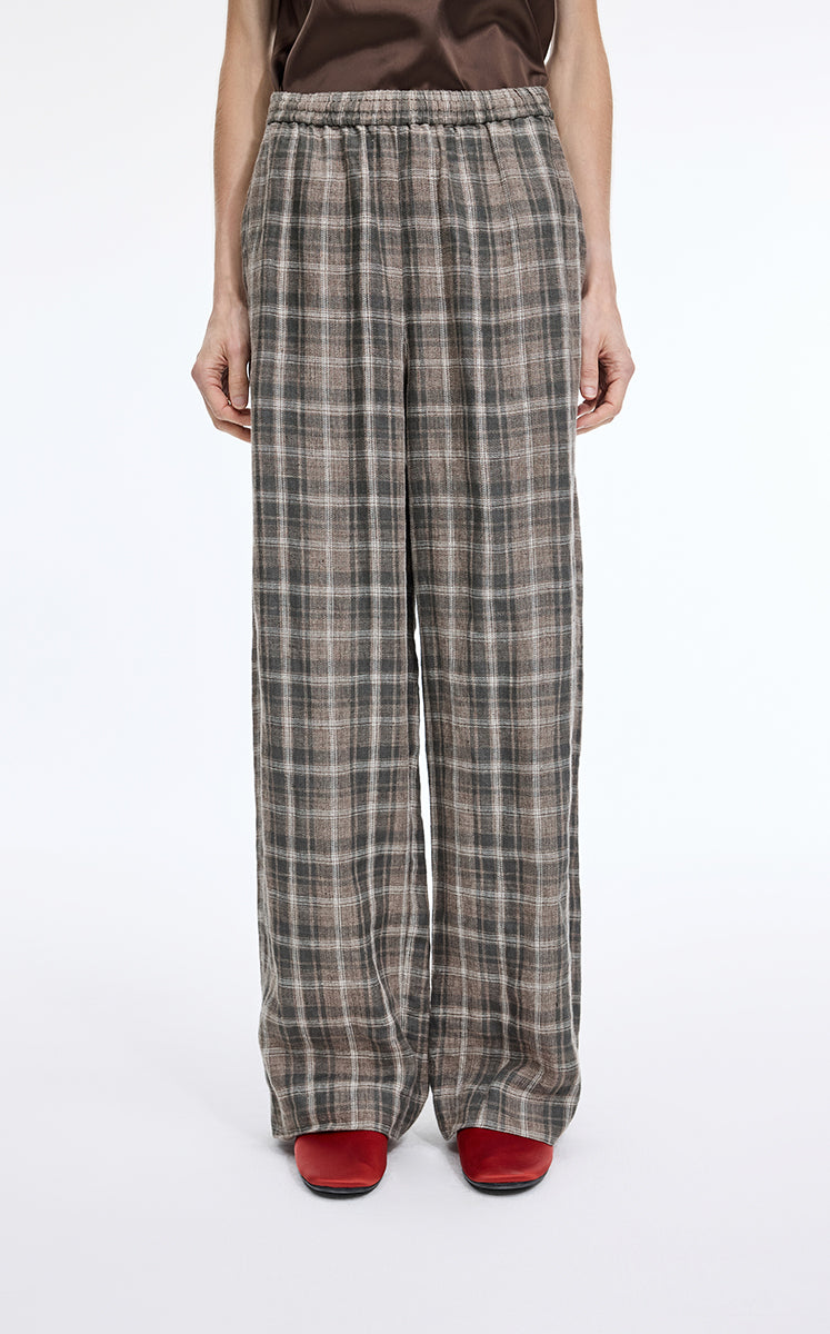Pants / JNBY Relaxed Linen Plaid Straight Pants