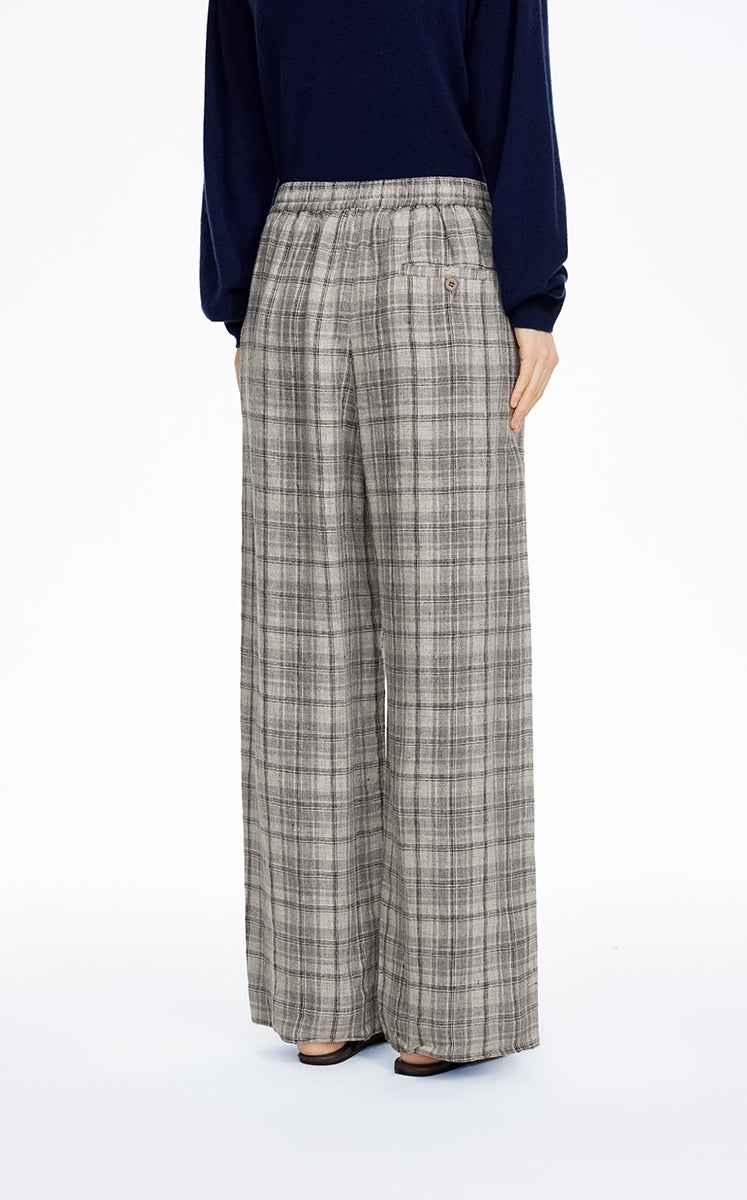 Pants / JNBY Relaxed Linen Plaid Straight Pants