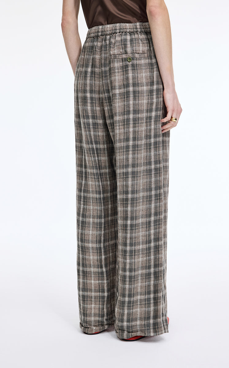 Pants / JNBY Relaxed Linen Plaid Straight Pants