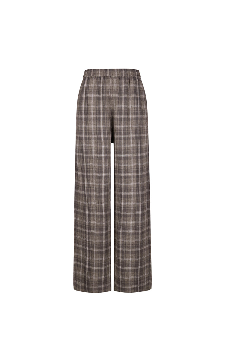 Pants / JNBY Relaxed Linen Plaid Straight Pants