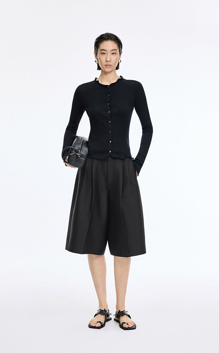 Pants / JNBY Silk Wool Wide-Leg Cropped Pants