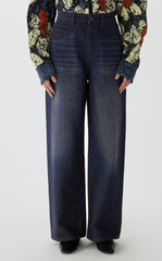 Pants / JNBY Straight-Leg Cuffed Denim Trousers