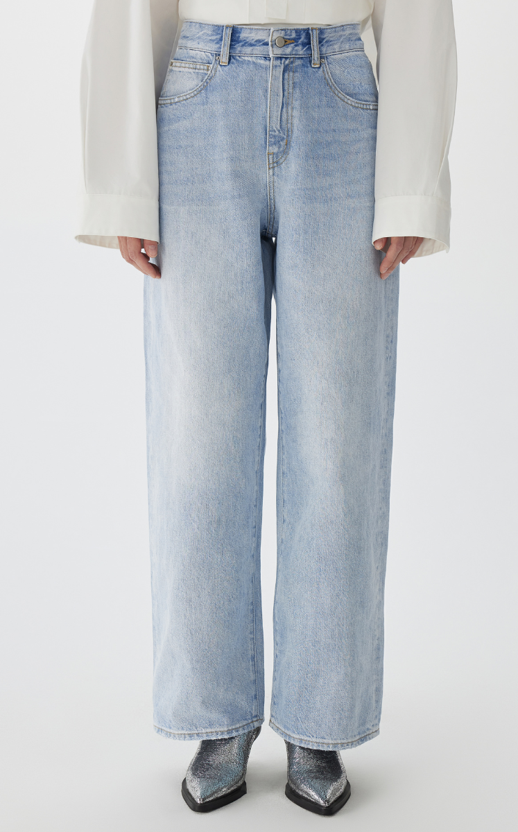 Pants / JNBY Straight-Leg Cuffed Denim Trousers