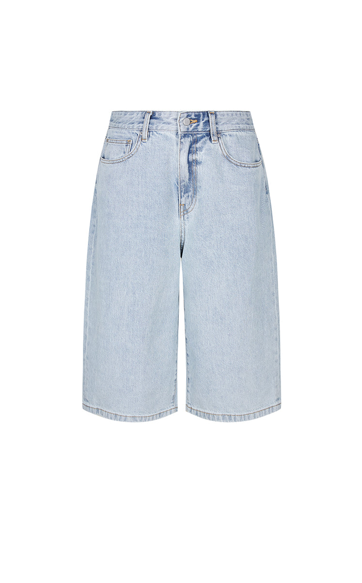 Pants / JNBY Washed Cropped Wide-Leg Denim Pants
