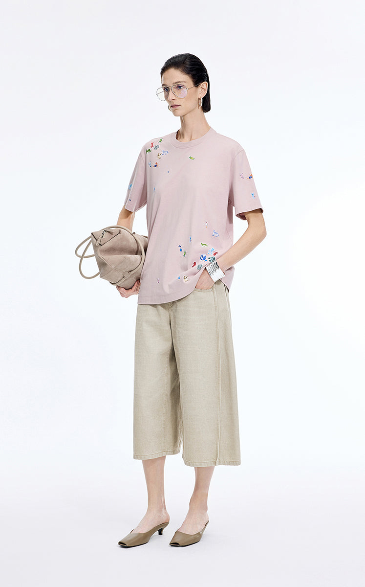 Pants / JNBY Wide-Leg Cropped Denim Pants