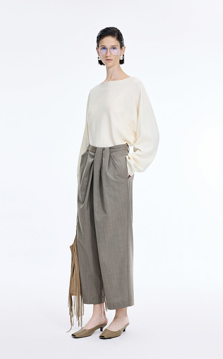 Pants / JNBY Wool Blend Cropped Straight-Leg Pants