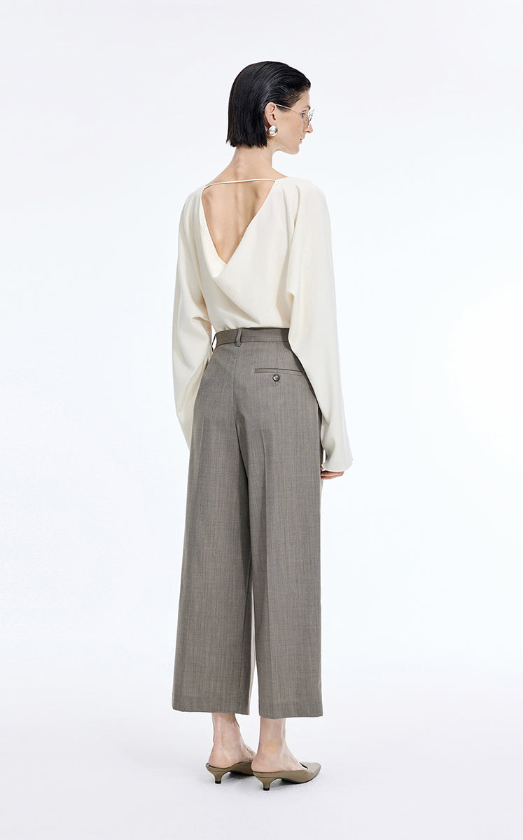 Pants / JNBY Wool Blend Cropped Straight-Leg Pants