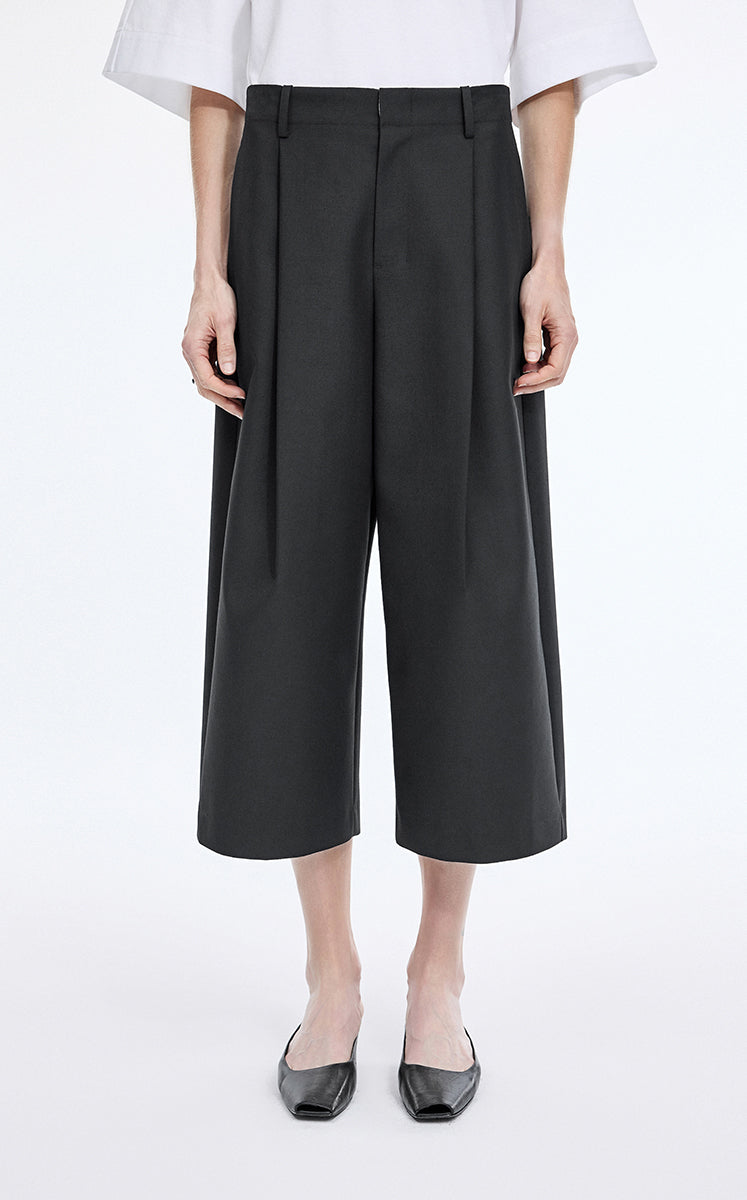 Pants / JNBY Wool Blend Cropped Wide-Leg Trousers