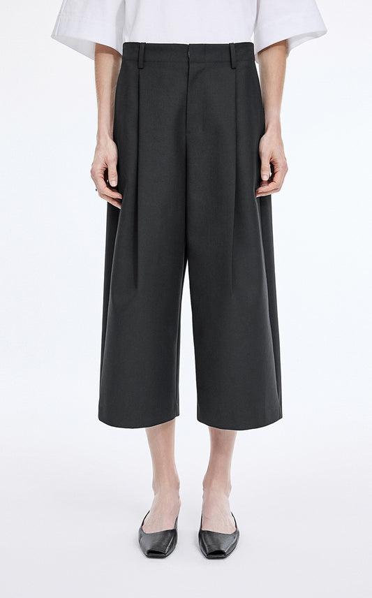 Pants / JNBY Wool Blend Cropped Wide-Leg Trousers