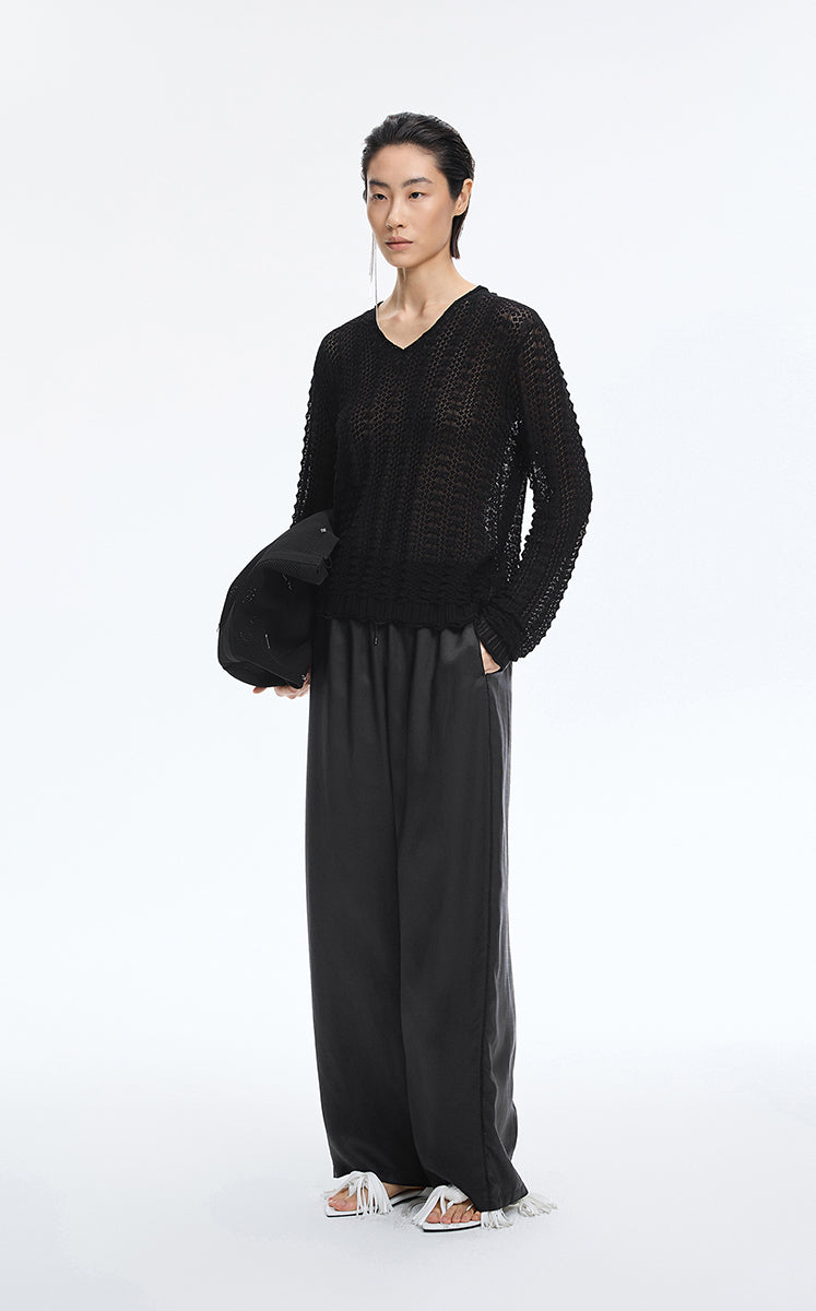 Pants / JNBY Cupro Jacquard Wide-Leg Pants（图有疑问）