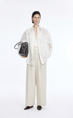 Pants / JNBY Linen Blend Wide-Leg Cuffed Pants