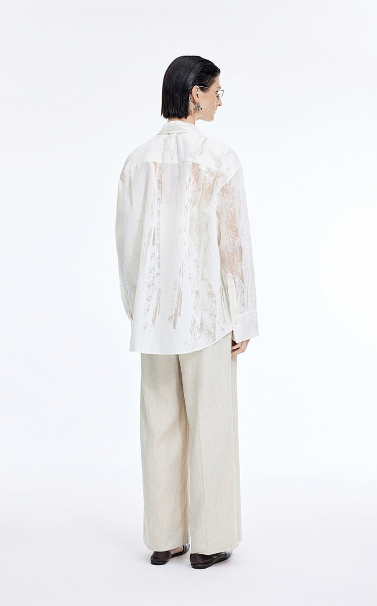Pants / JNBY Linen Blend Wide-Leg Cuffed Pants