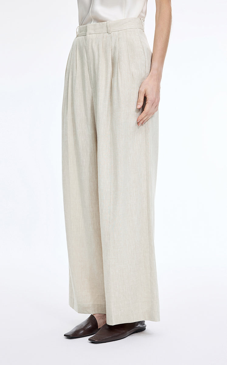Pants / JNBY Linen Blend Wide-Leg Cuffed Pants