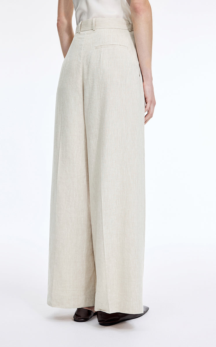 Pants / JNBY Linen Blend Wide-Leg Cuffed Pants