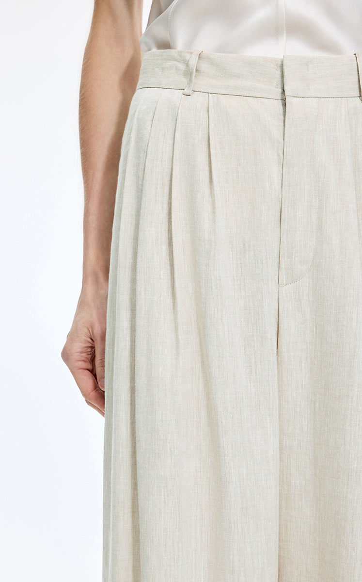 Pants / JNBY Linen Blend Wide-Leg Cuffed Pants