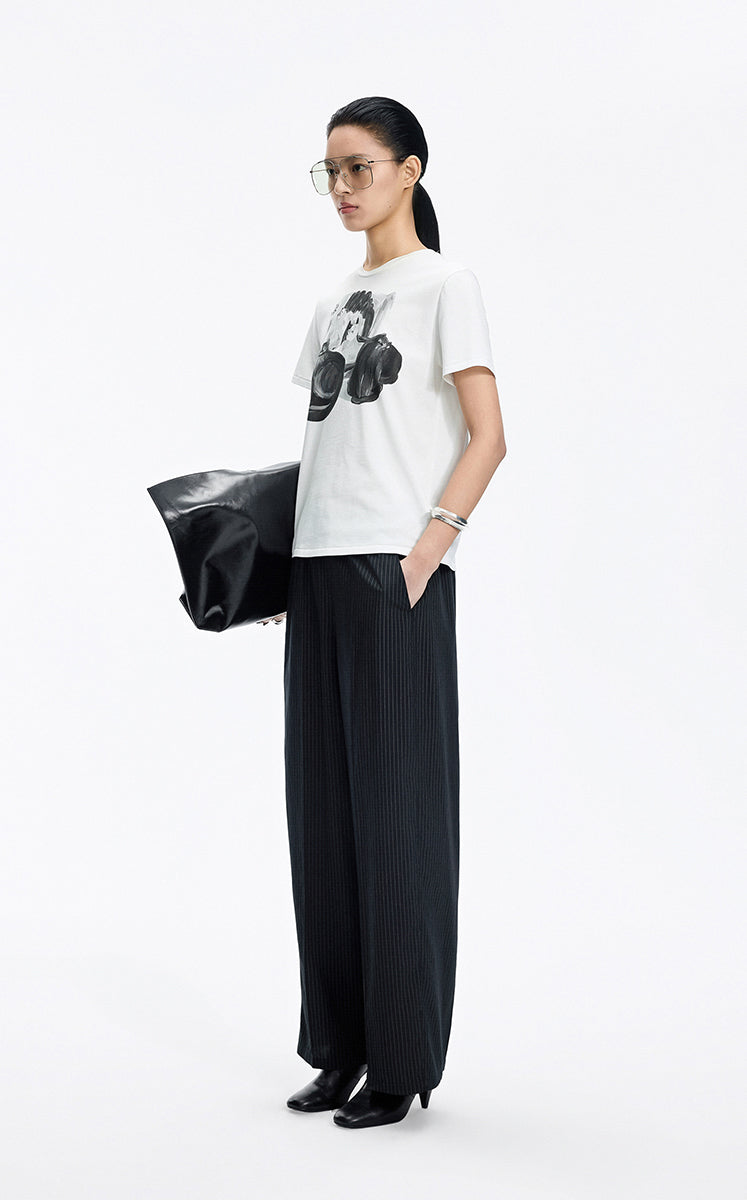 Pants / JNBY Striped Modal Blend Wide Leg Trousers
