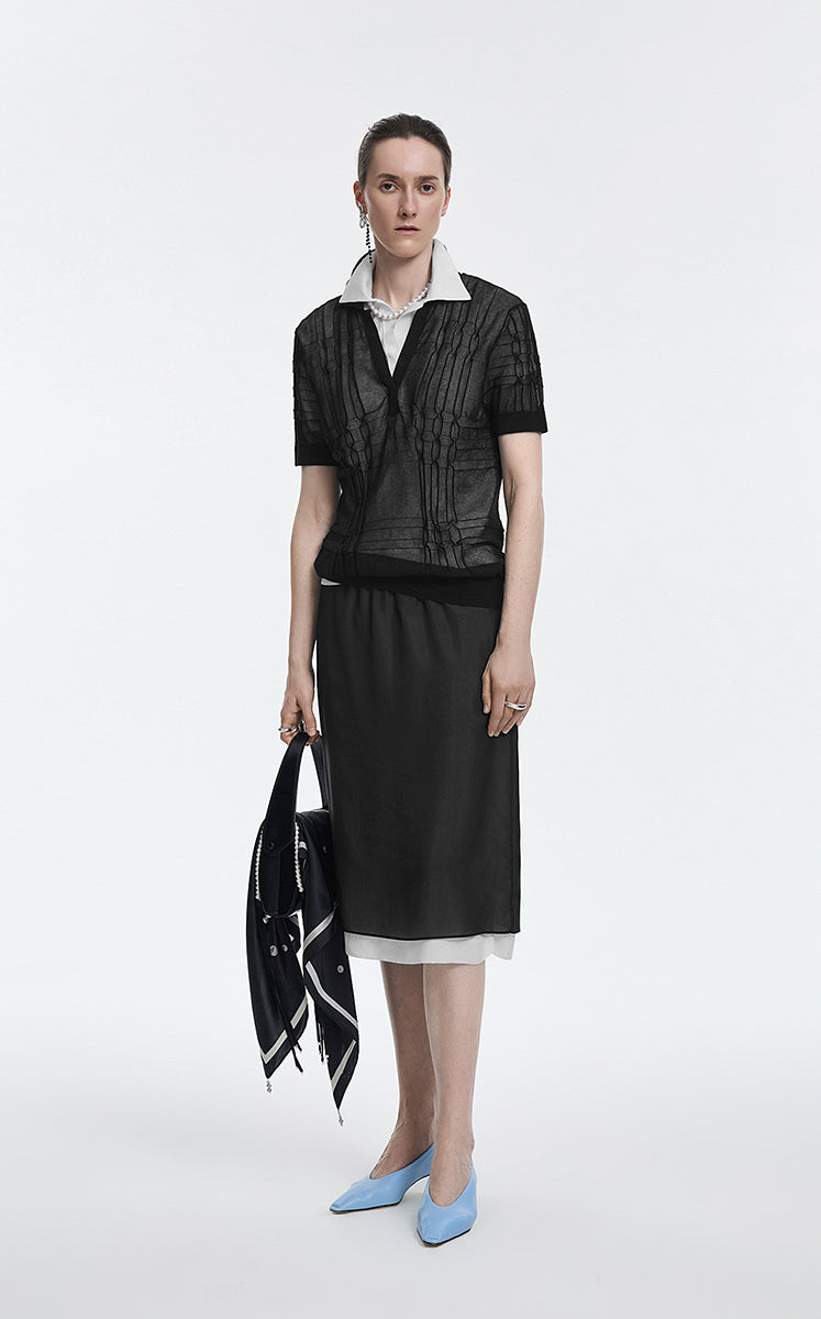 Polo Shirt / JNBY Layered Two-Piece Textured Jacquard Knit Polo