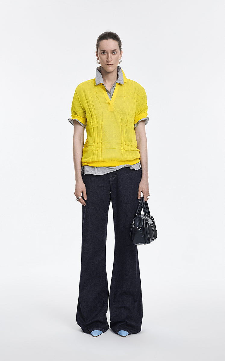 Polo Shirt / JNBY Layered Two-Piece Textured Jacquard Knit Polo