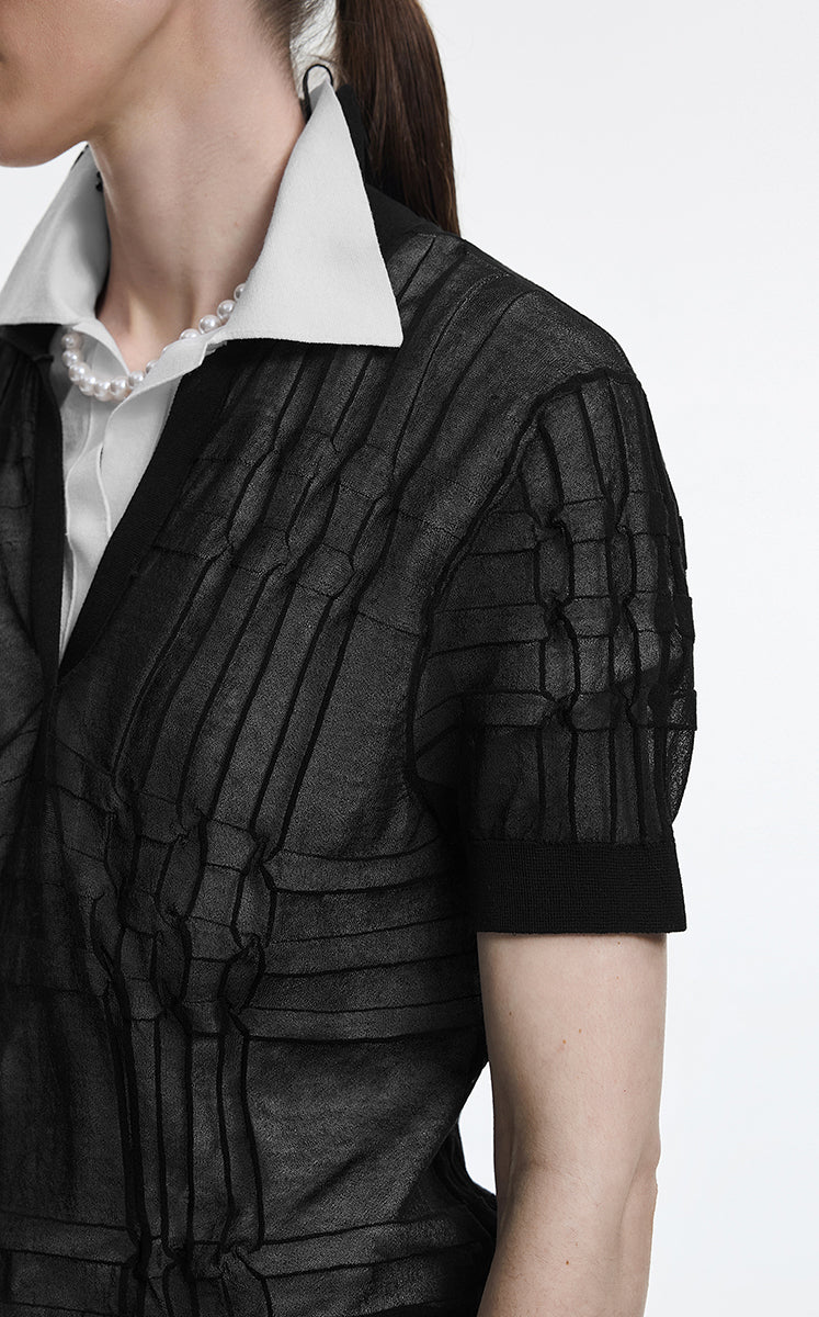 Polo Shirt / JNBY Layered Two-Piece Textured Jacquard Knit Polo