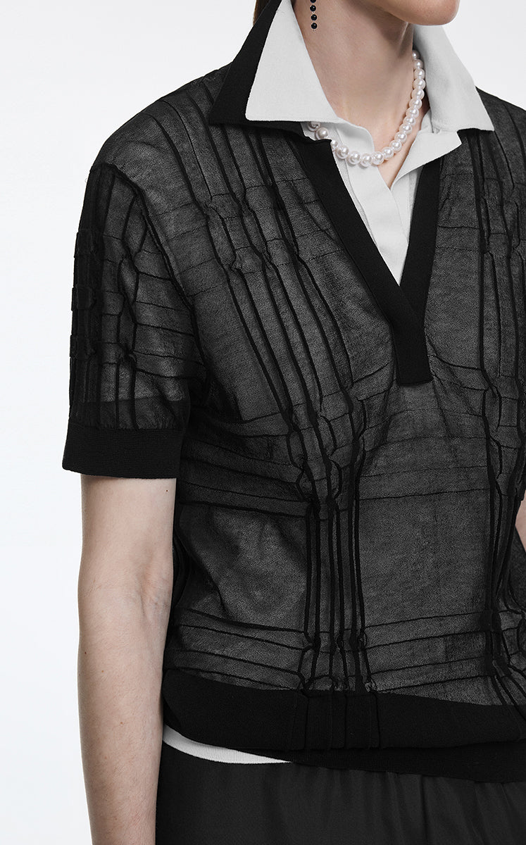 Polo Shirt / JNBY Layered Two-Piece Textured Jacquard Knit Polo
