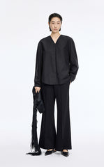 Shirt / JNBY Cotton Silk V-Neck Long Sleeve Top