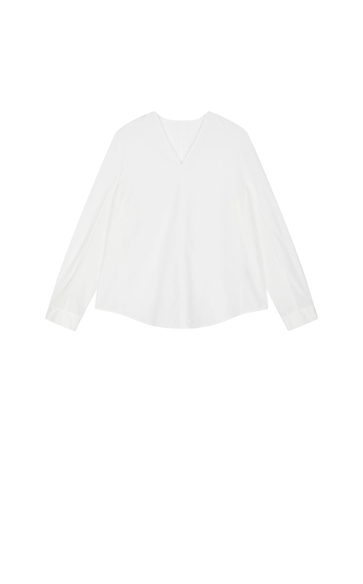 Shirt / JNBY Cotton Silk V-Neck Long Sleeve Top