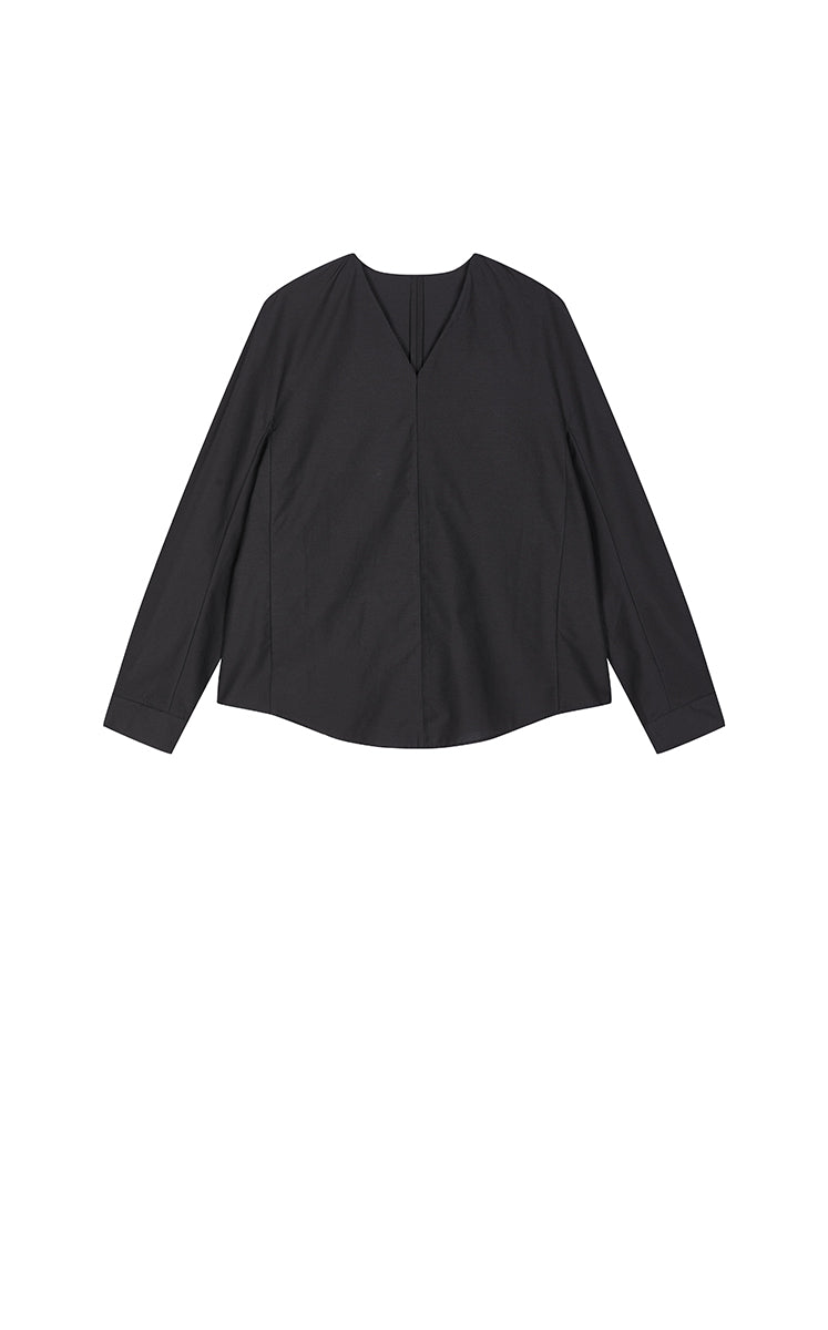 Shirt / JNBY Cotton Silk V-Neck Long Sleeve Top