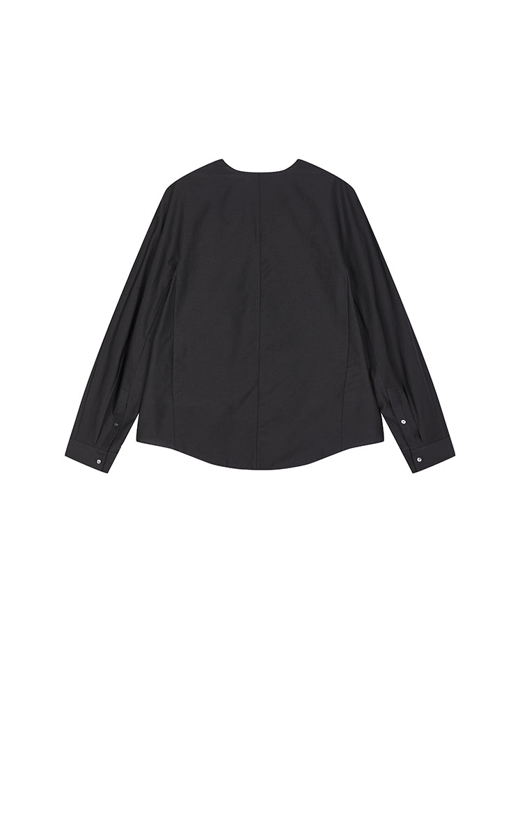 Shirt / JNBY Cotton Silk V-Neck Long Sleeve Top
