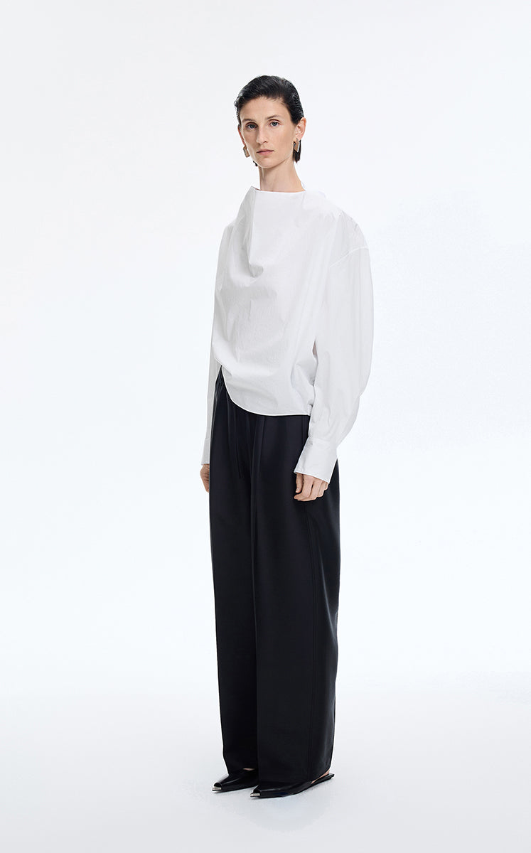 Shirt / JNBY Deconstructed Collar Cotton Blend Poplin Shirt