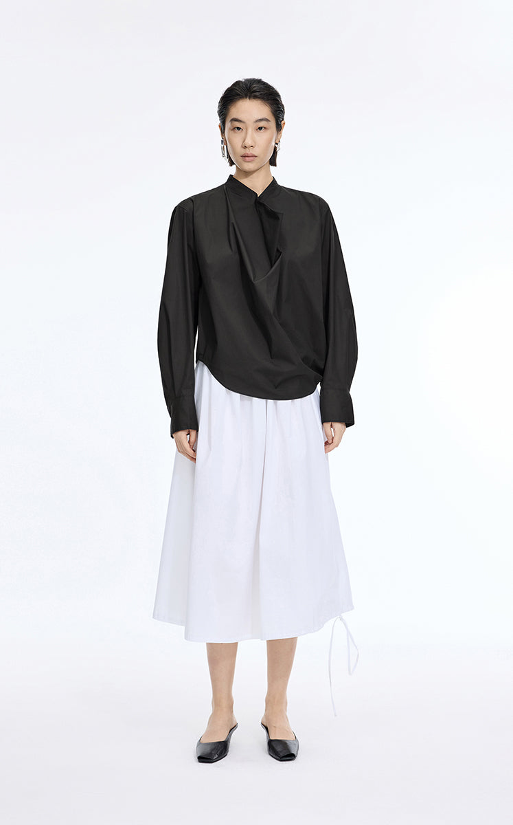 Shirt / JNBY Deconstructed Collar Cotton Blend Poplin Shirt